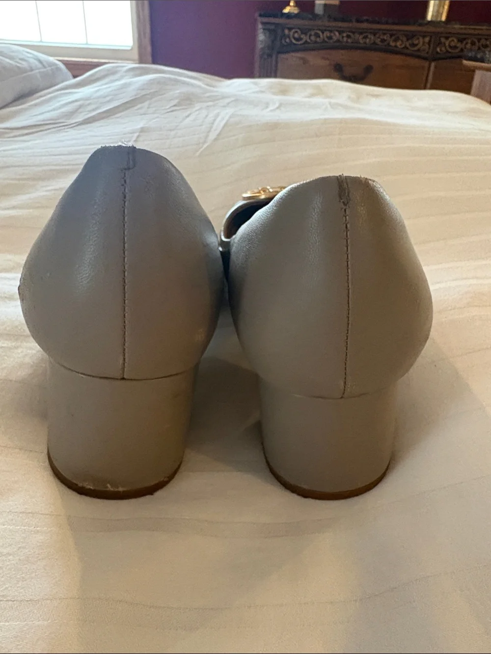 Tory Burch Two-Tone Leather Ballet Flats with Gold Logo